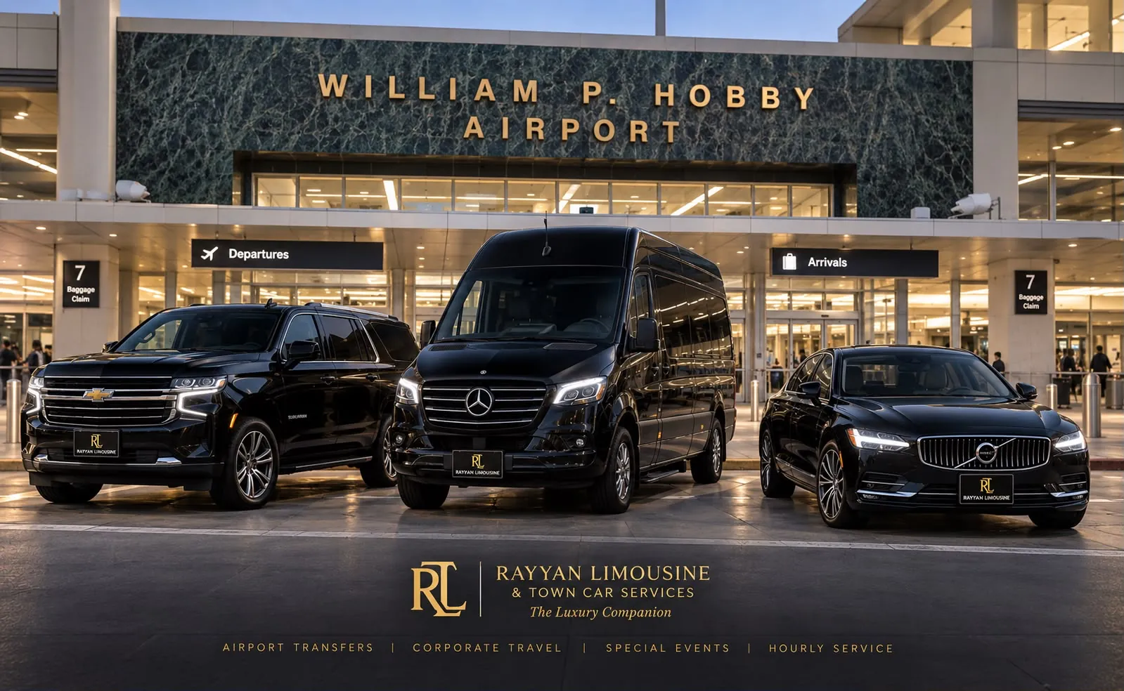 Hobby Airport Transfers — Rayyan Limousine chauffeur service in Houston